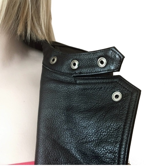 FMC Leather Biker Motorcycle Moto Jacket Removable liner Fringe Zippers  Studded - Picture 10 of 15